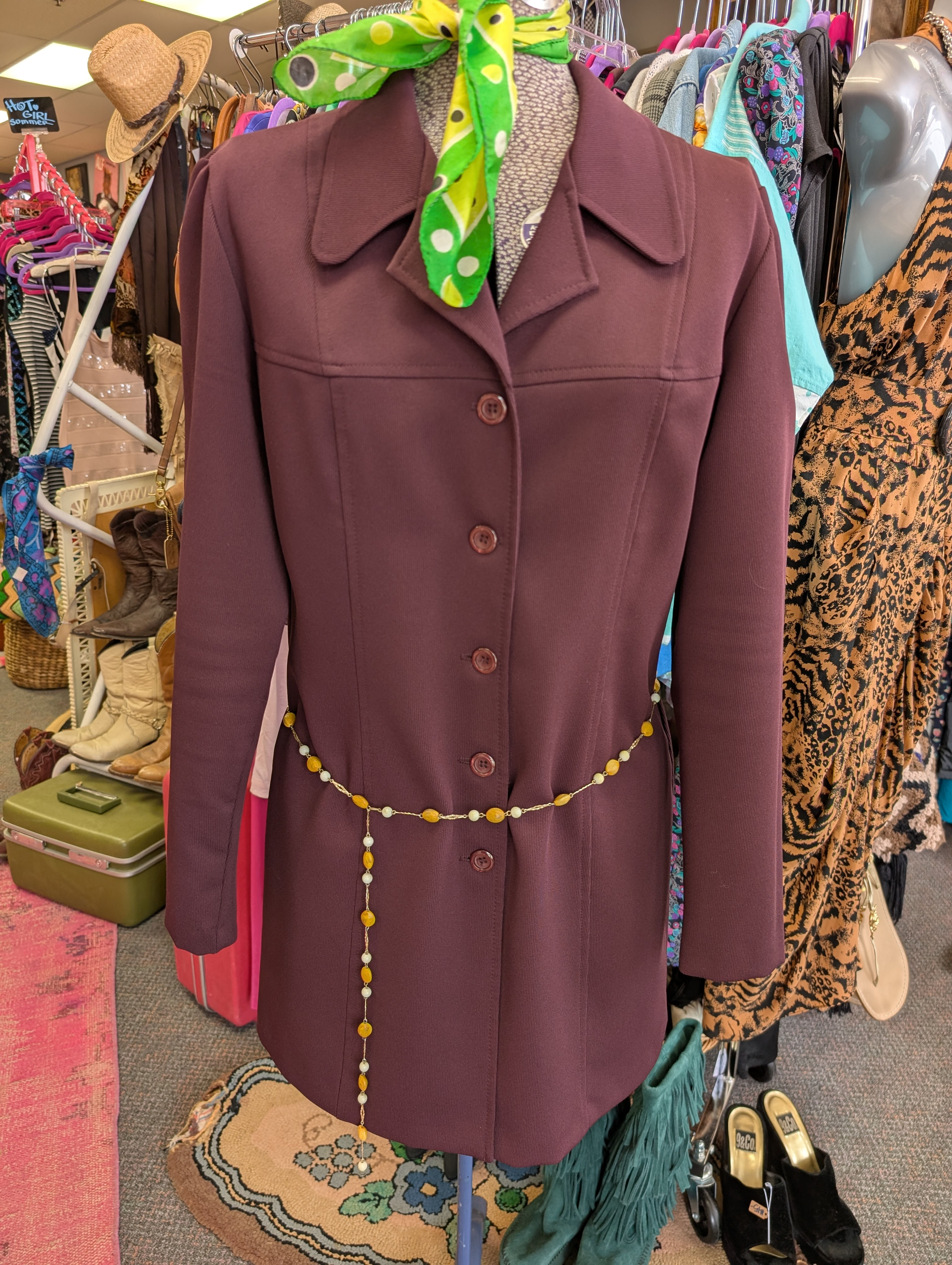 70's Groovy Vibes Breakin Loose Blazer Mini Dress 11/12 M L Dark Brown