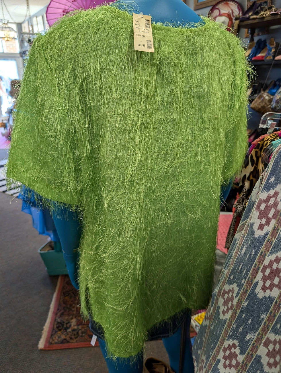 Thumbnail: Awesome Ugly green shag Vintage USA Made Ladies Women Men Top Dress