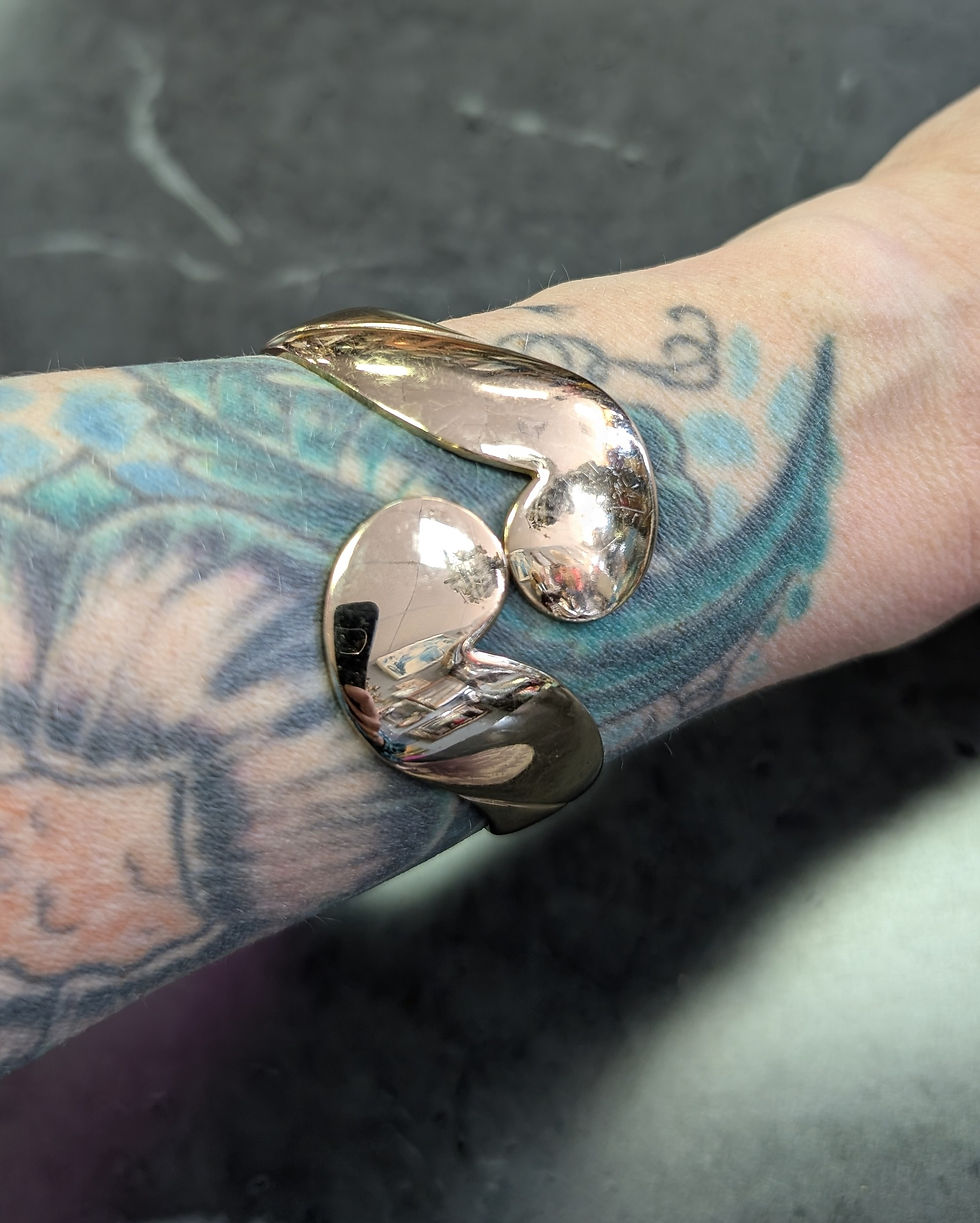 Thumbnail: Monet Gold Tone Chunky Bracelet Hinge Open Close Light Weight