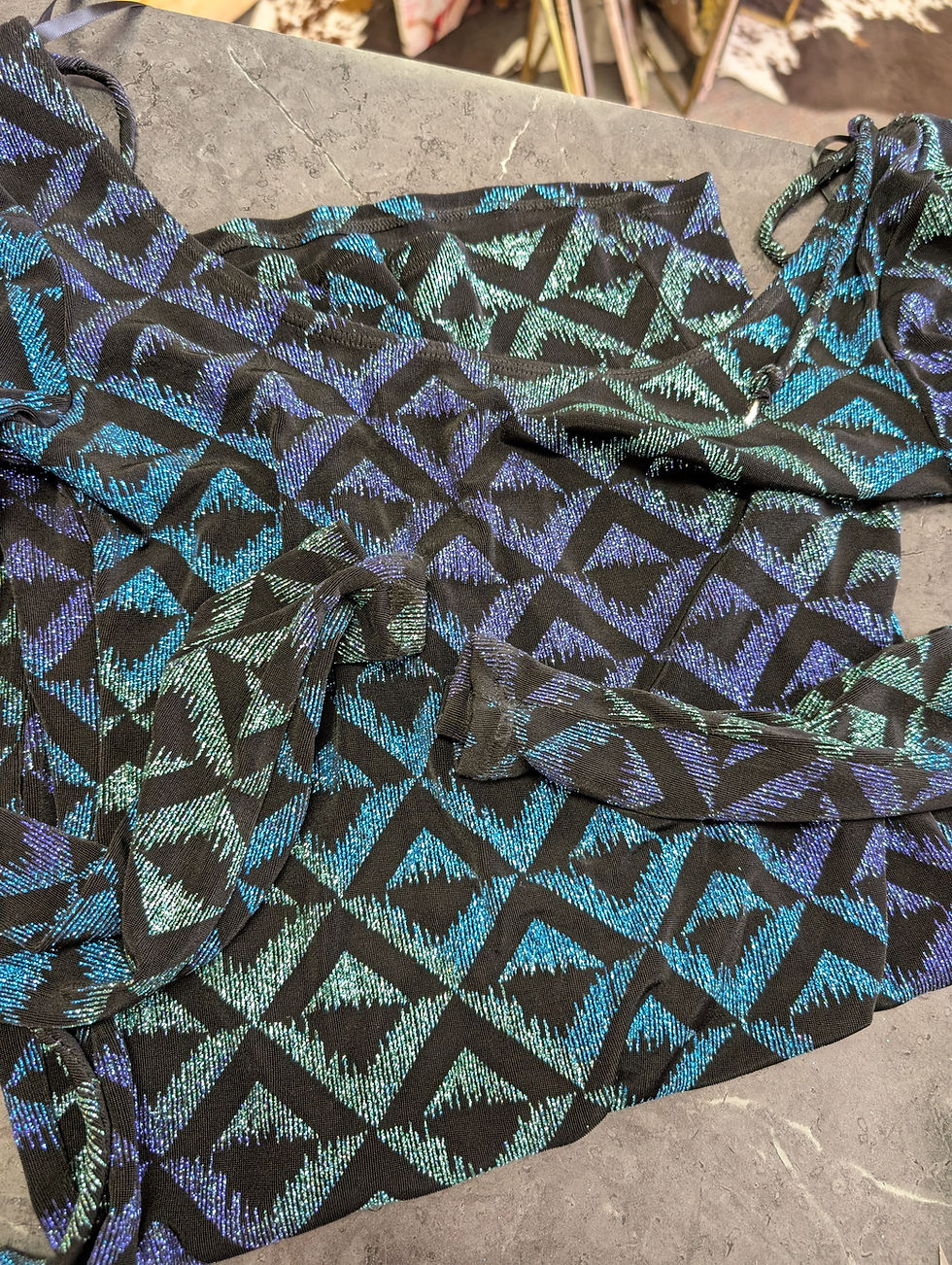 Thumbnail: Sparkly Mini Dress Y2K Arden B Ladies M Low Back Blues Purples Slinky Bodycon