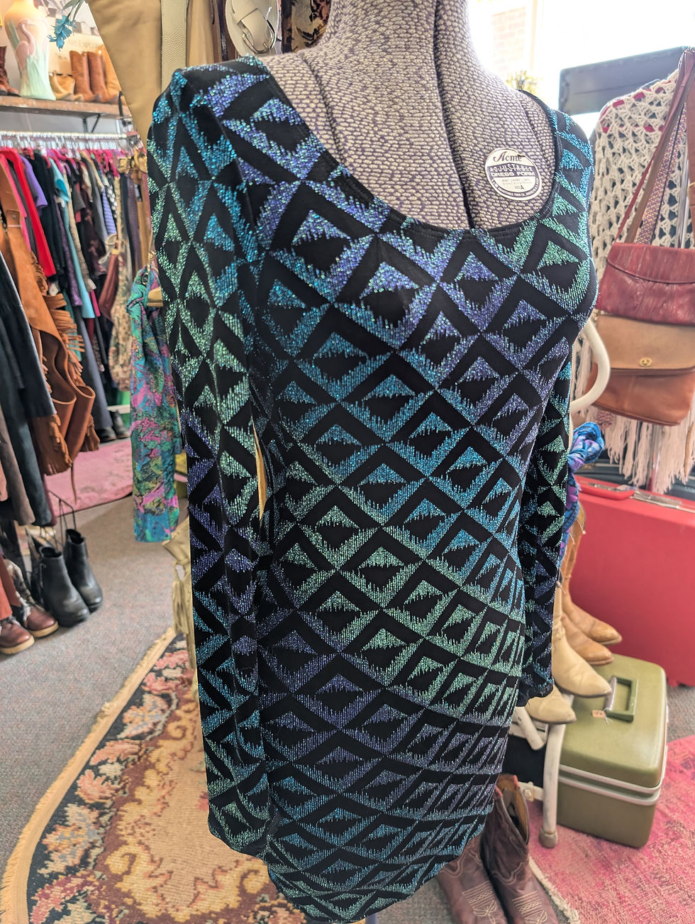 Thumbnail: Sparkly Mini Dress Y2K Arden B Ladies M Low Back Blues Purples Slinky Bodycon