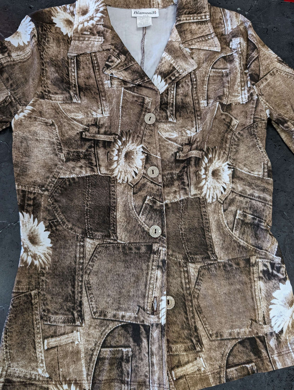 Thumbnail: Stretchy button down Y2K 90's vibes Diamond's USA Made Size Large