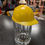 Thumbnail: Vintage Beer Clear Glass Mug cup stein Ravenhead England Yellow Hard Hat Helmet