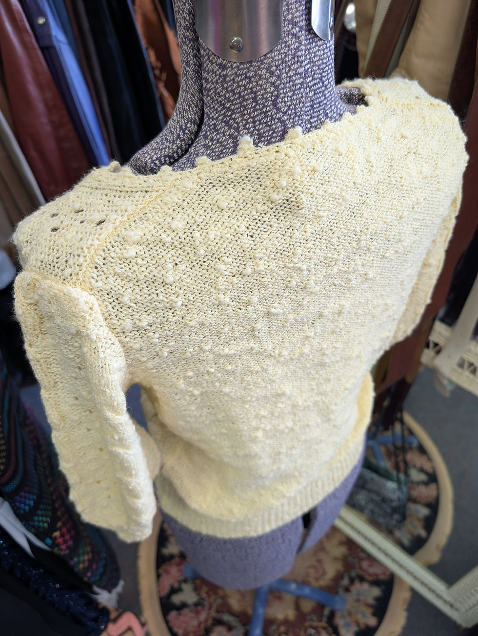 Thumbnail: Yellow Knit vintage Ladies short sleeve sweater blouse Saks Fifth Ave S M