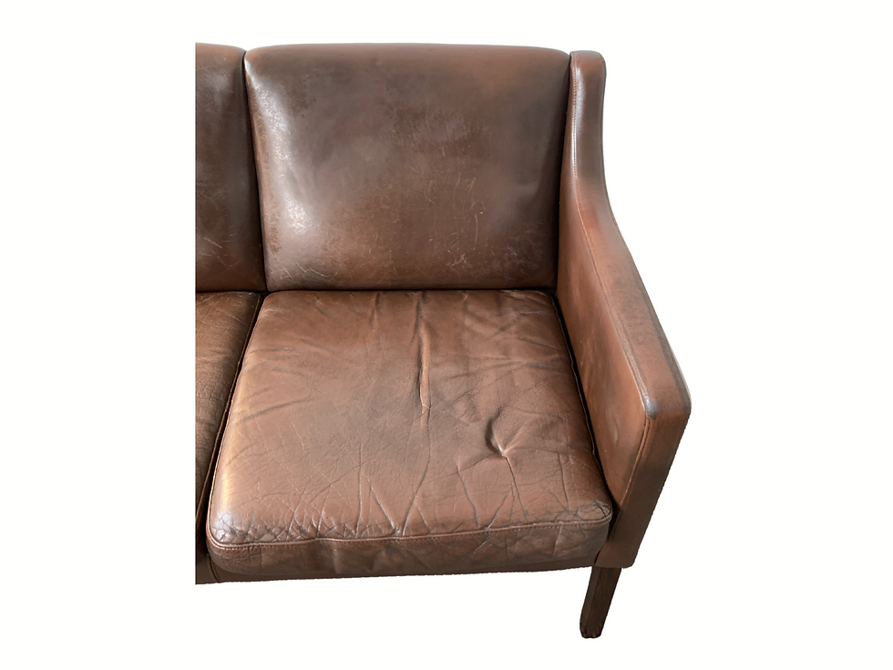 Thumbnail: Danish 1960's Brown Leather Slender Two Seater Sofa