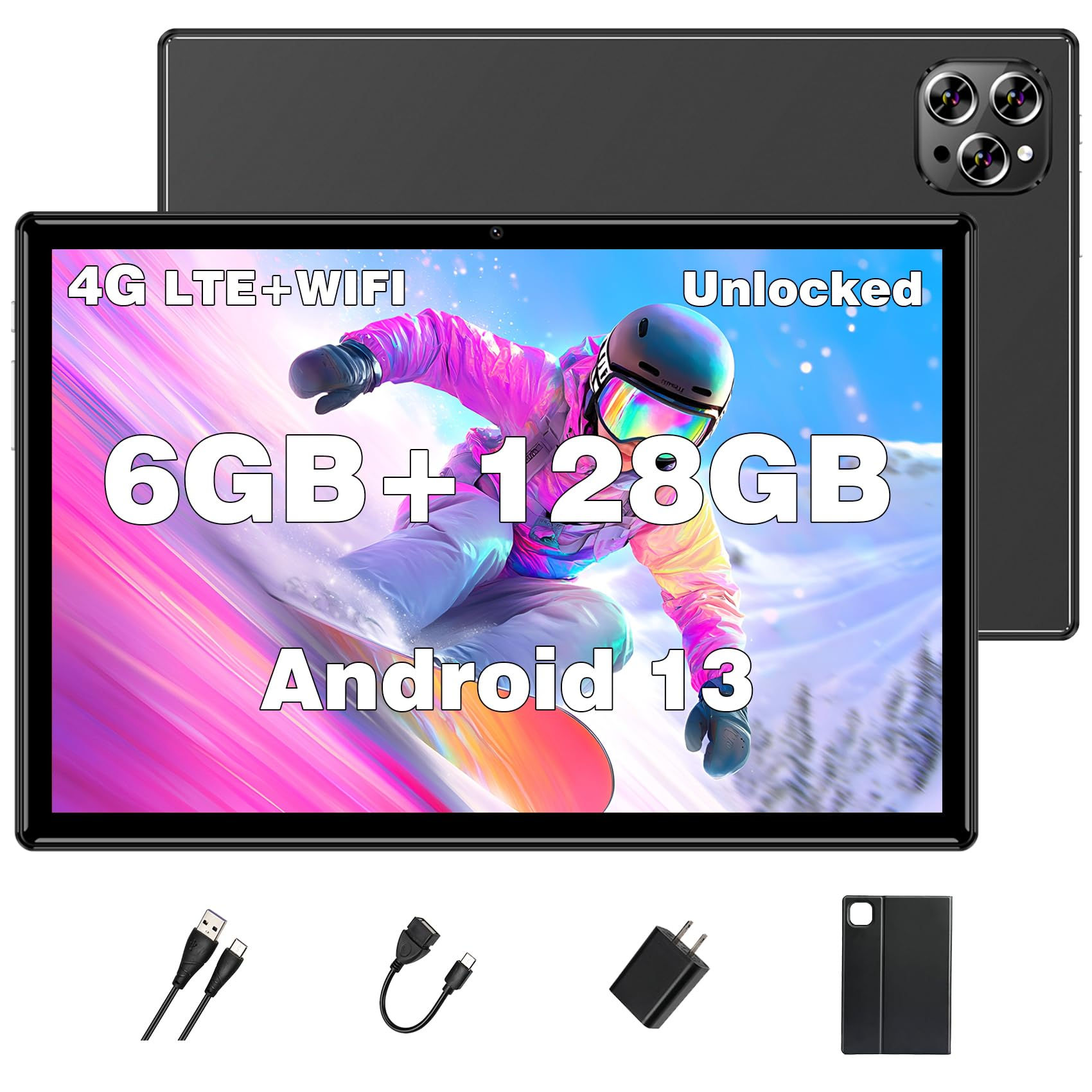 Tablet Android Tablets 10 Inch Octa-Core Android 13 Unlocked Tablet with SIM Car