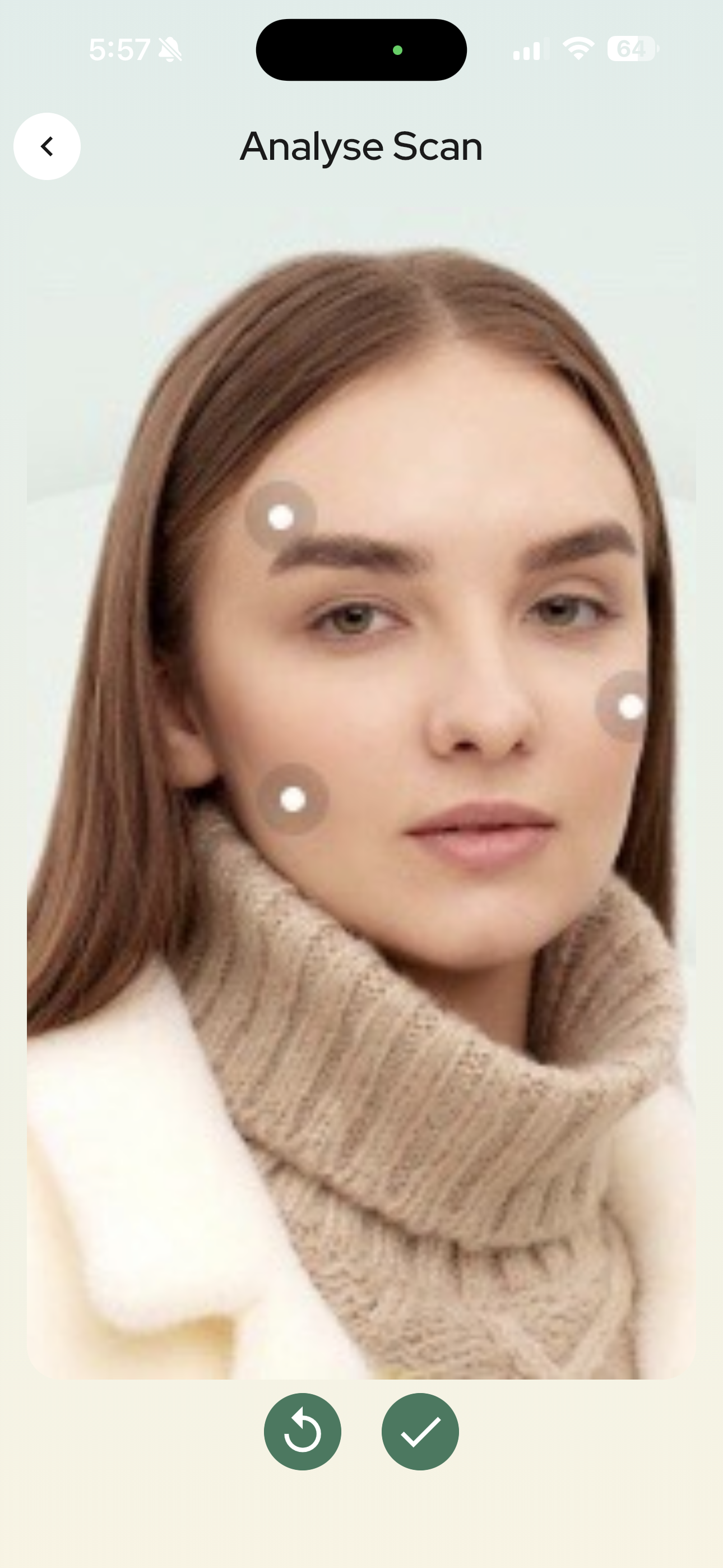 FaceEcho guided facial scan screen