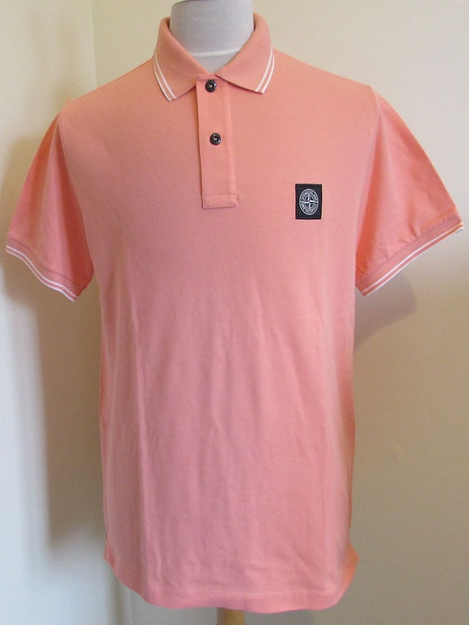 771522S18 Stone Island Short Sleeved Polo Shirt in Pink (V0083