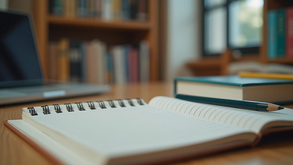 Eye-level view of a study desk with UCEED books and notes neatly arranged