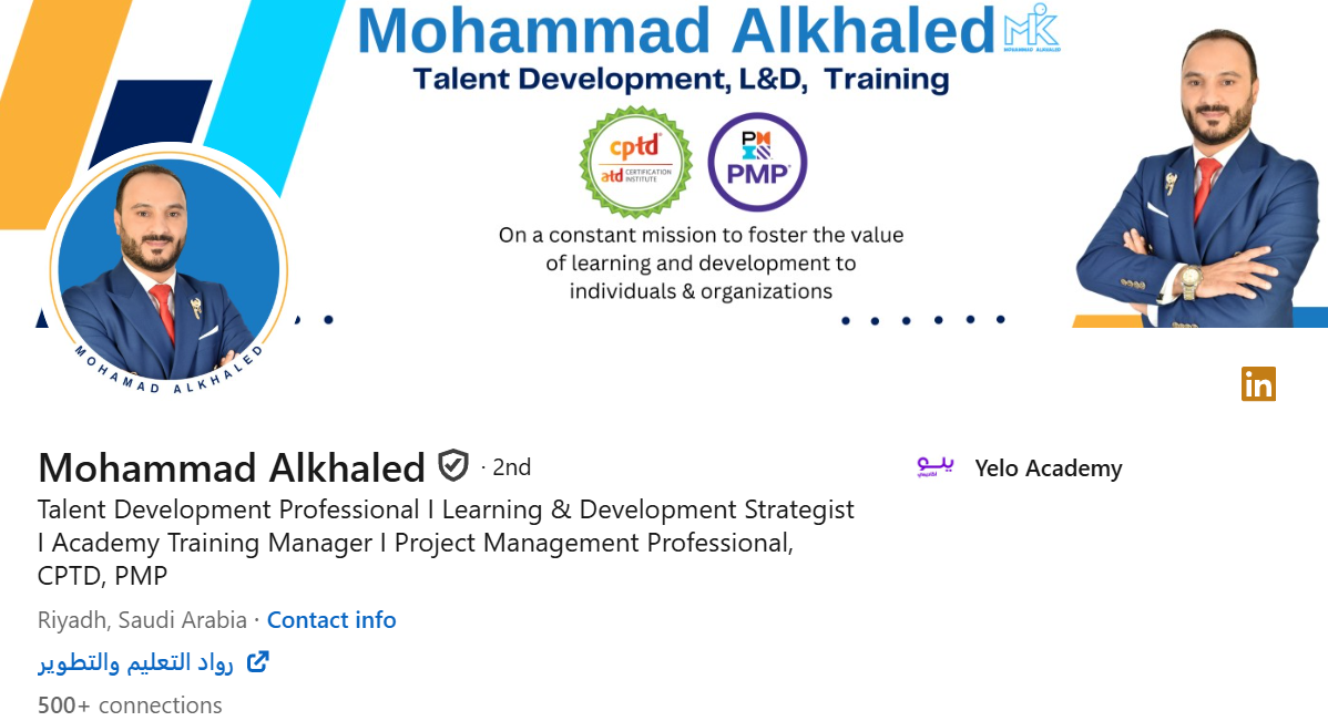 Screenshot of Mohammad Alkhaled's LinkedIn Profile