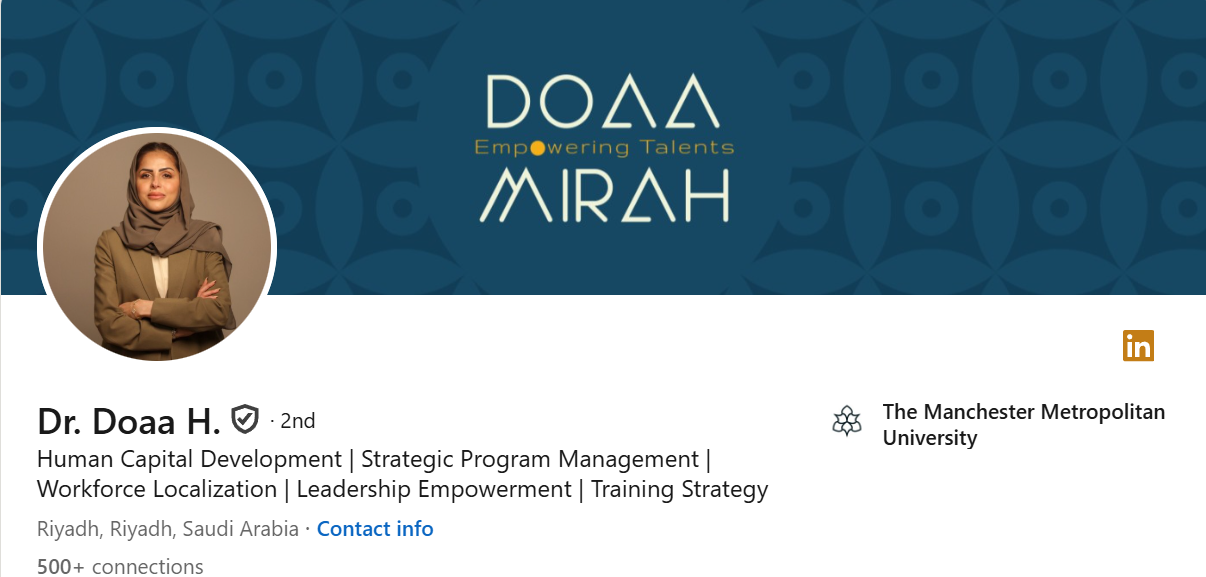 Screenshot of Doaa Mirah's LinkedIn Profile
