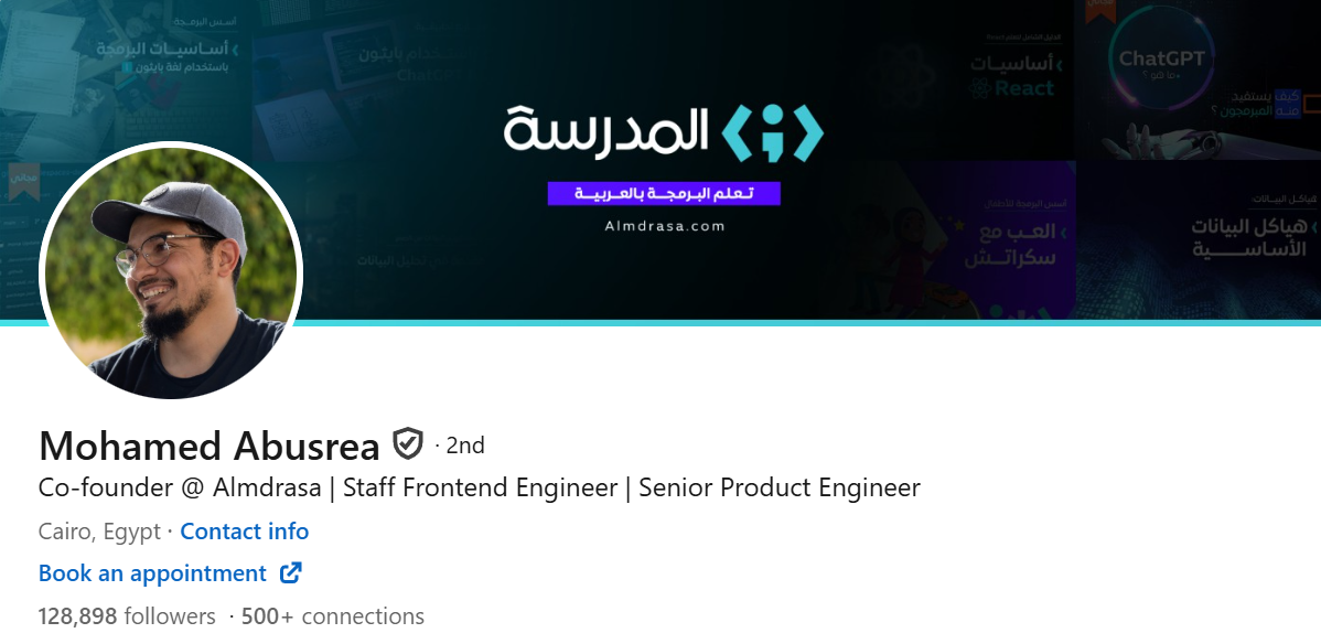Screenshot of Mohamed Abusrea's LinkedIn Profile