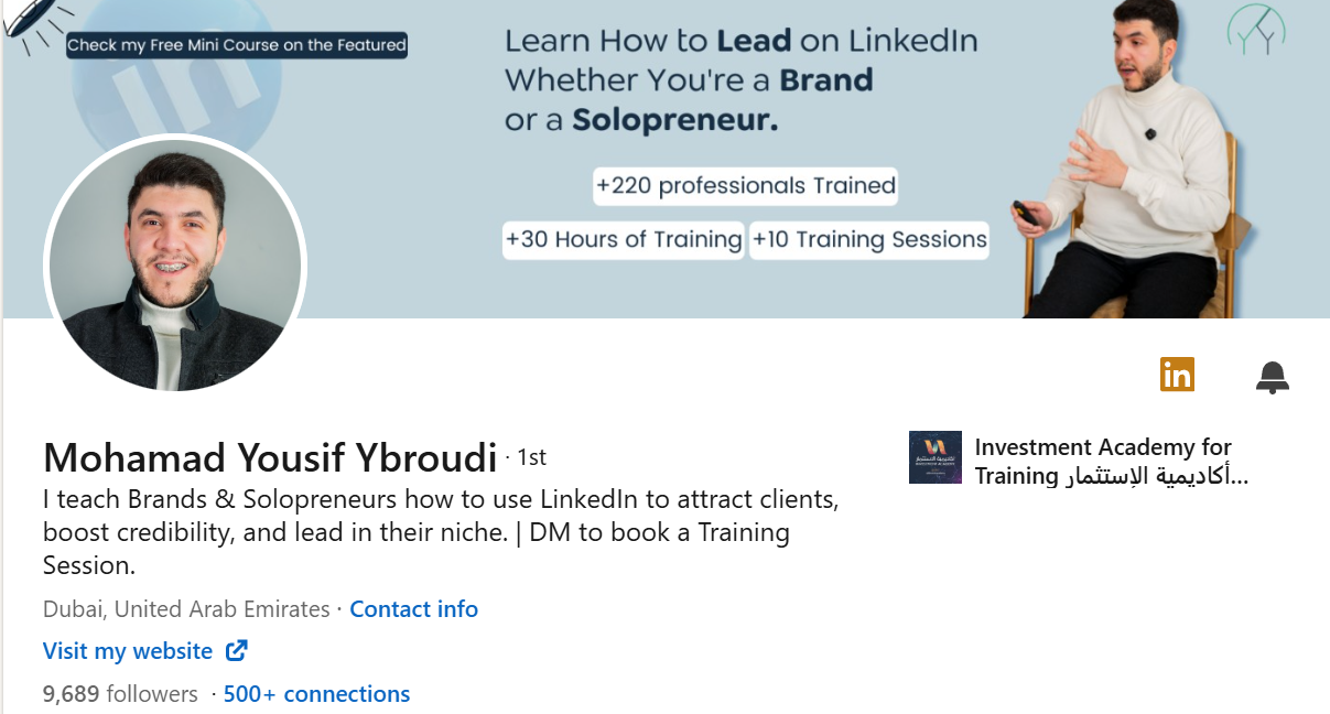Screenshot of Mohamad Ybroudi's LinkedIn Profile