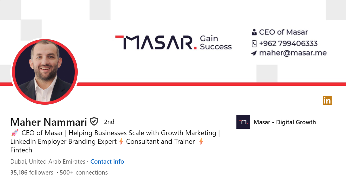 Screenshot of Maher Nammari's LinkedIn Profile