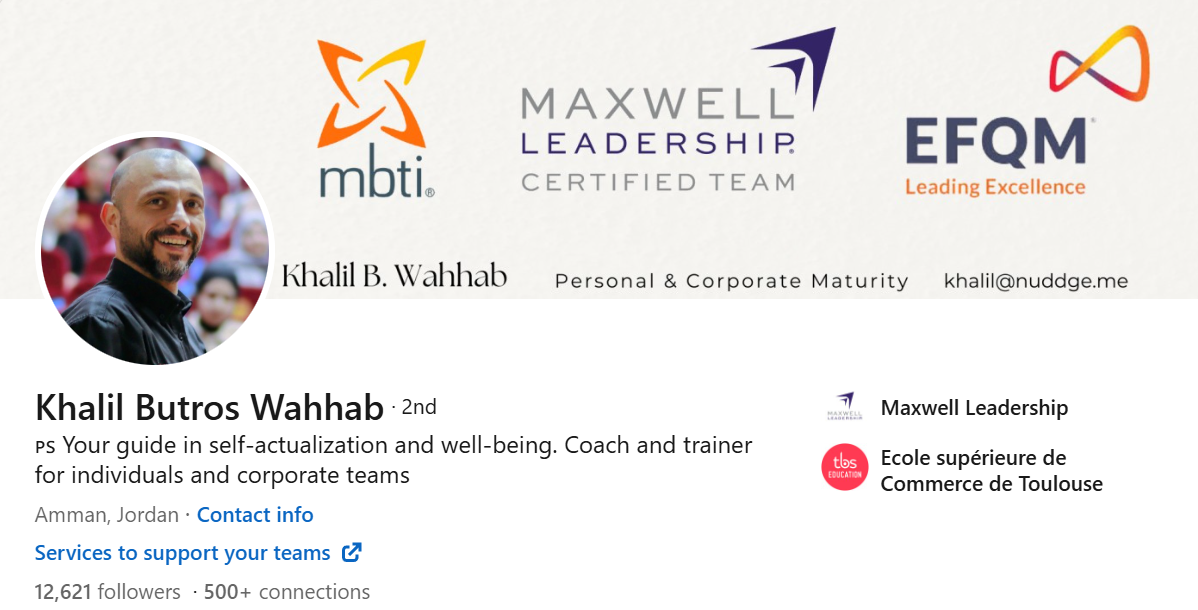 Screenshot of Khalil Butros Wahhab's LinkedIn Profile