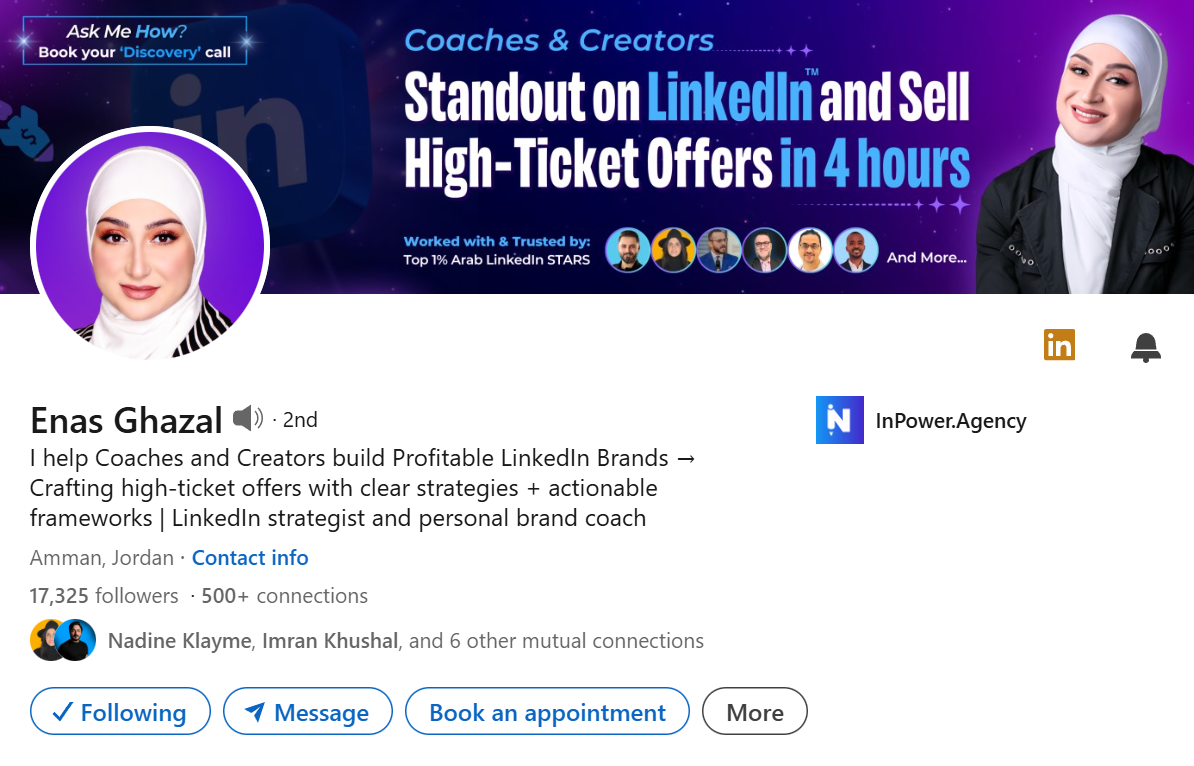 صورة من حساب لينكدان - <strong>إيناس غزال </strong>