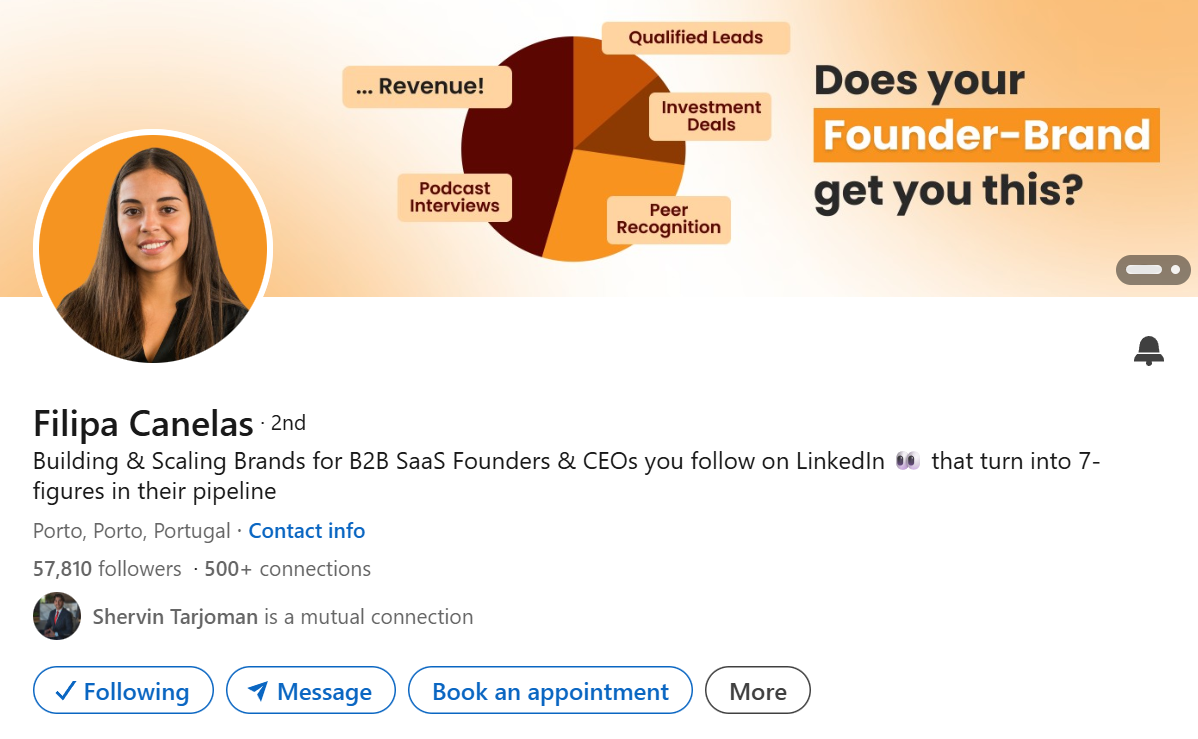 Screen Shot from Filipa Canelas' LinkedIn Profile