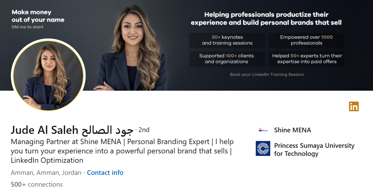 Screenshot of Jude Al Saleh's LinkedIn Profile