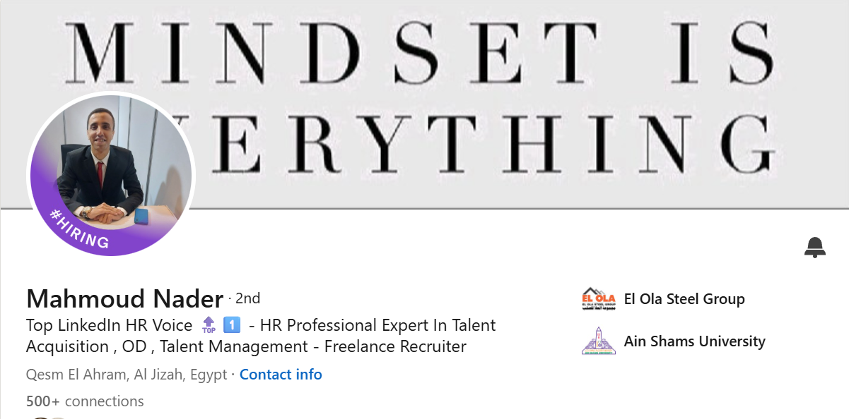 Screenshot of Mahmoud Nader's LinkedIn Profile