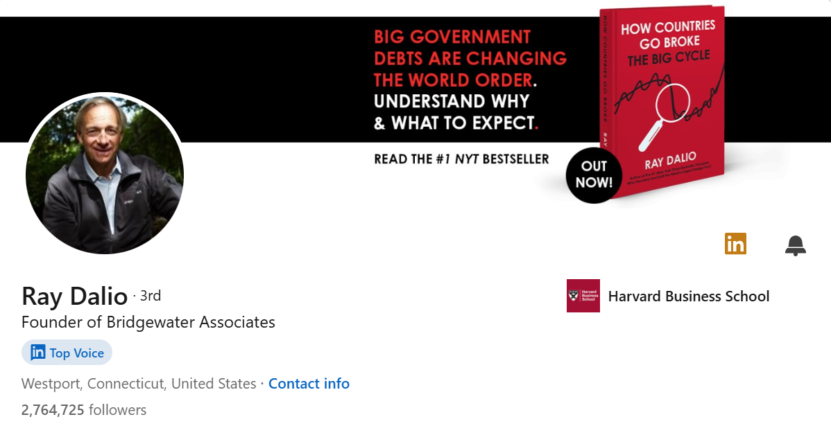 Screenshot of Ray Dalio's LinkedIn Profile