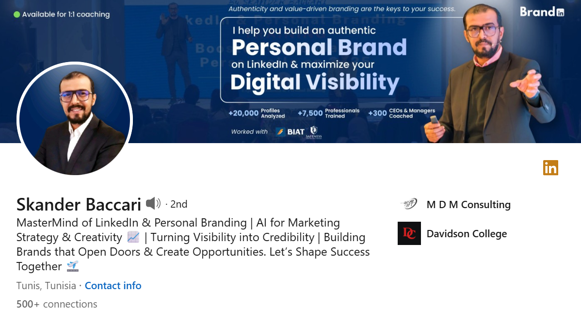Screenshot of Skander Baccari's LinkedIn Profile