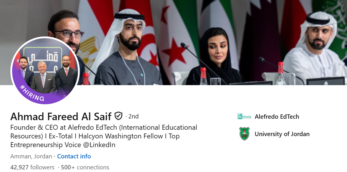 Screenshot of Ahmad Al Saif's LinkedIn Profile