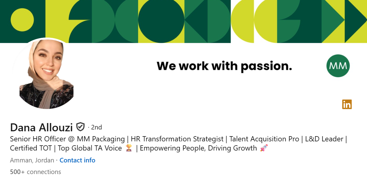 Screenshot of Dana Allouzi's LinkedIn Profile