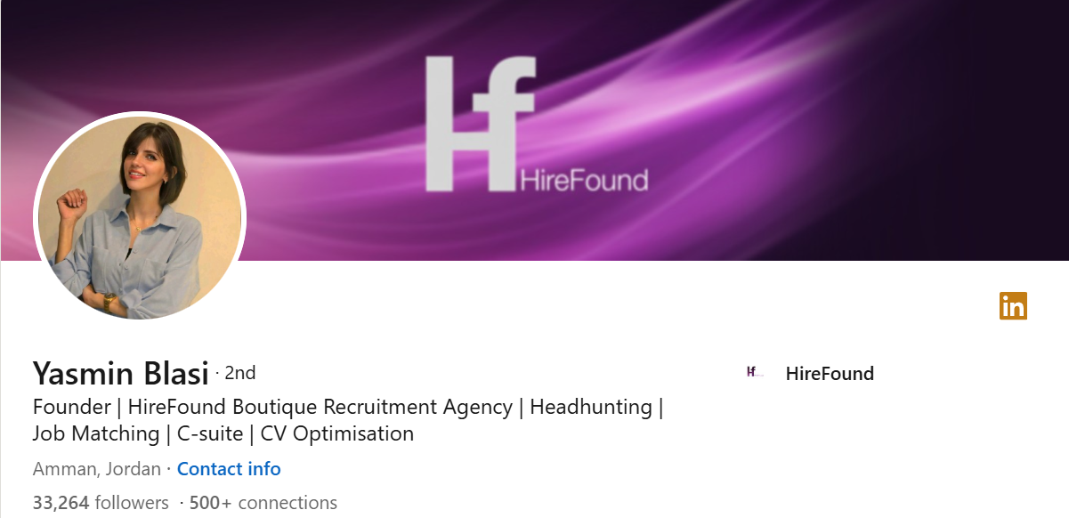 Screenshot of Yasmin Blasi's LinkedIn Profile