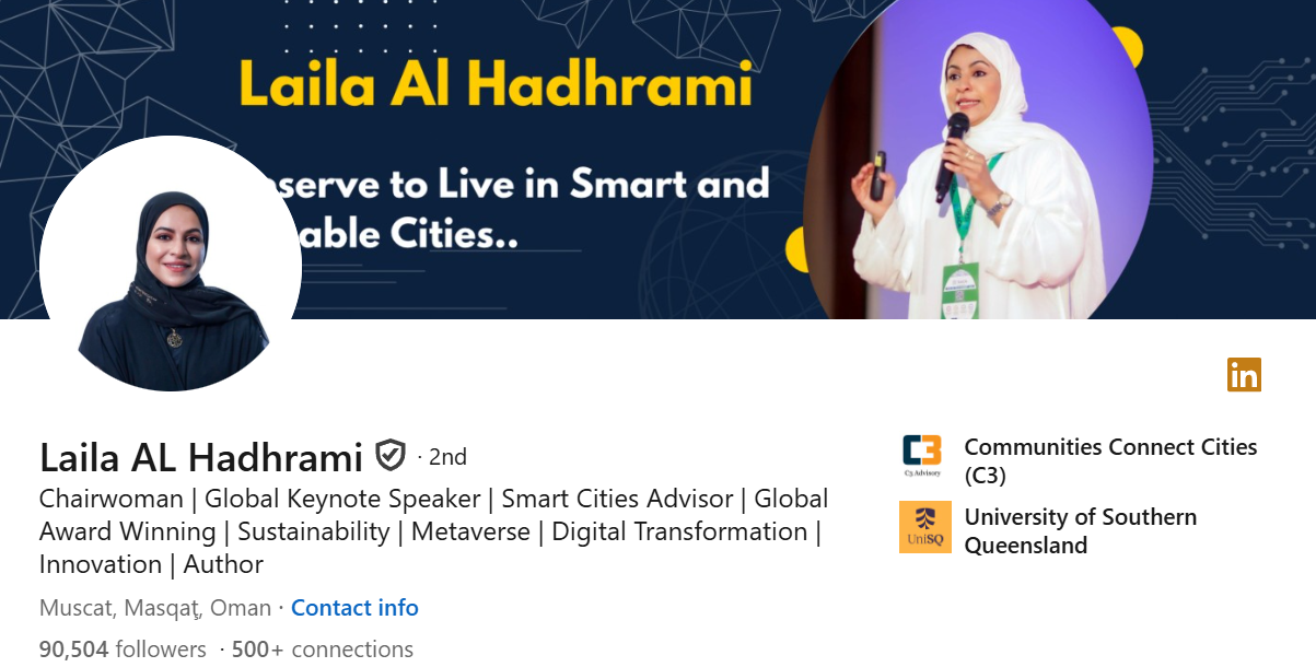 Screenshot of Laila Al Hadhrami's LinkedIn Profile