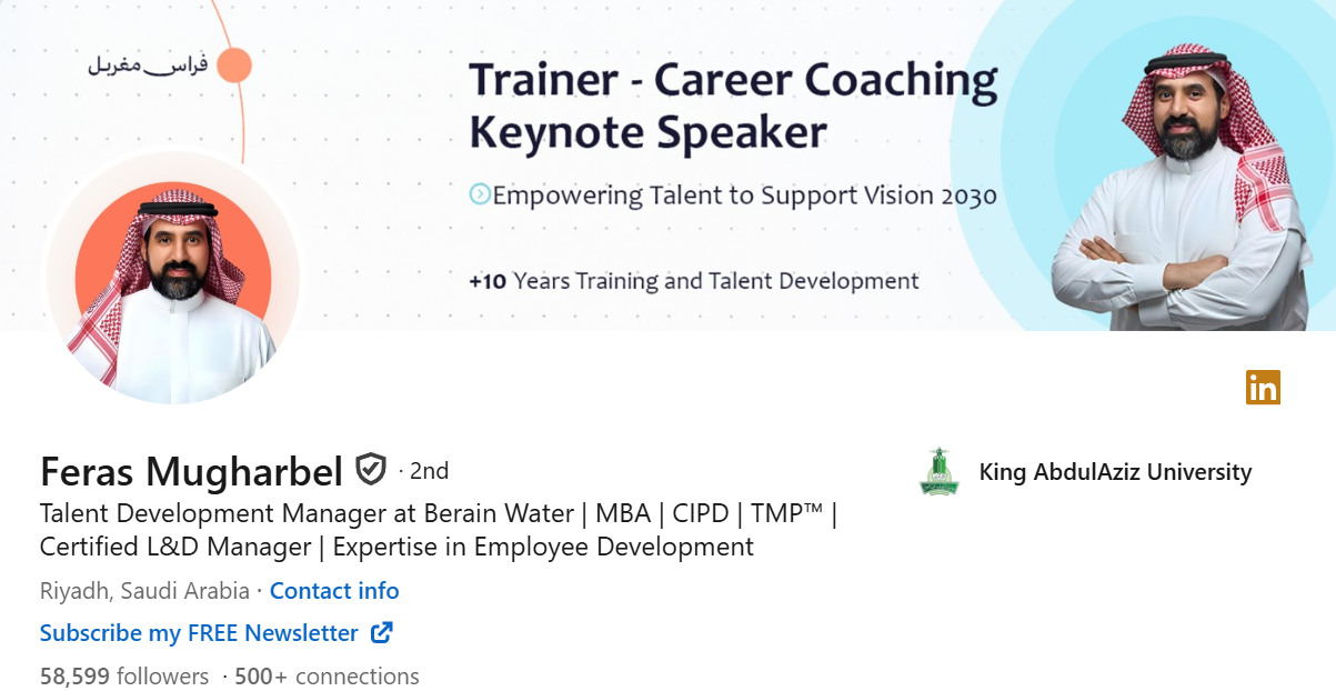 Screenshot of Feras Mugharbel's LinkedIn Profile