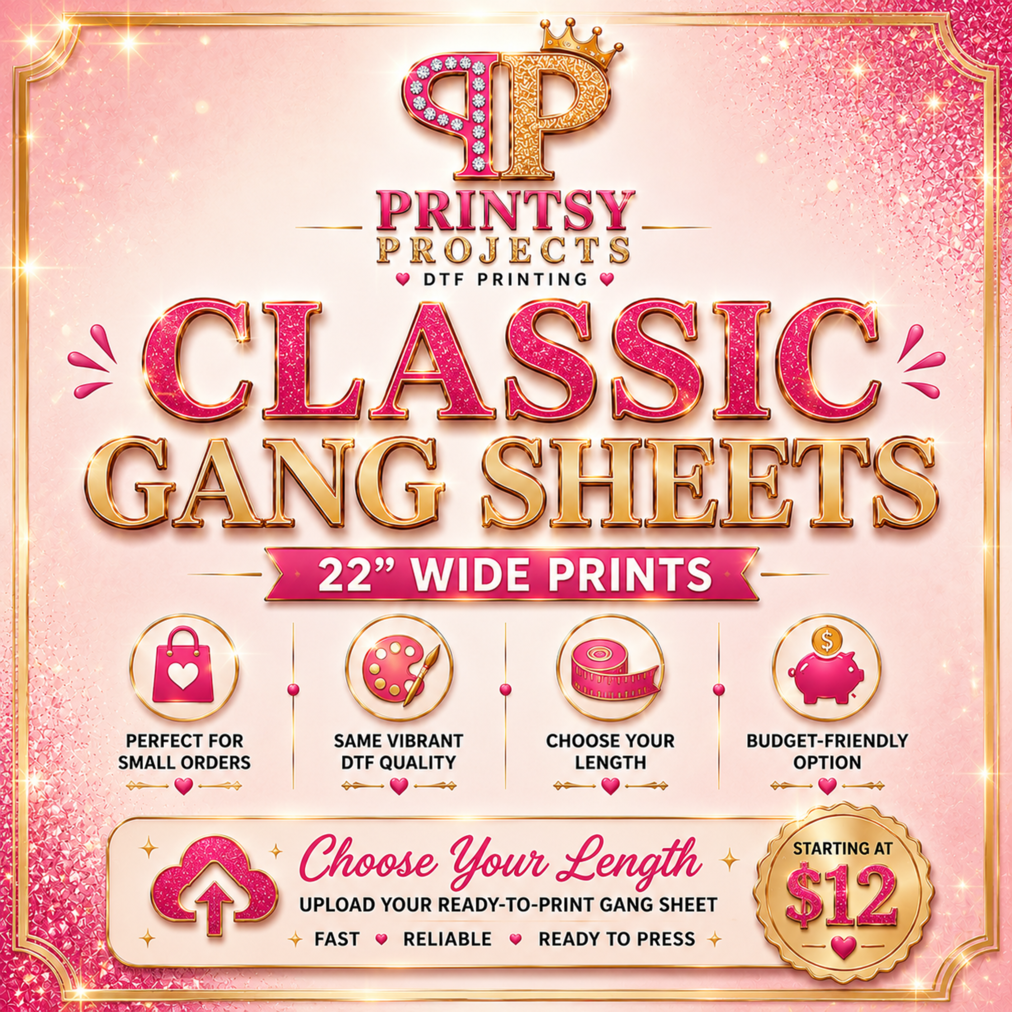 Classic DTF Gang Sheets – 22" Wide Prints