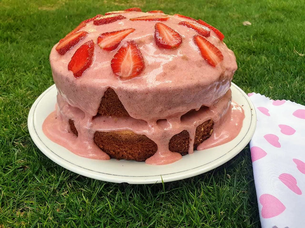 Vanilla Sponge Cake with Strawberry Glaze