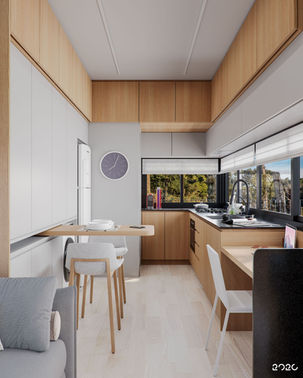 TINY HOUSE GRAMADO 20 20 Arquitetura Projeto de casas offshore pré-fabricado Box Modular Sustentável container kitnet cozinha