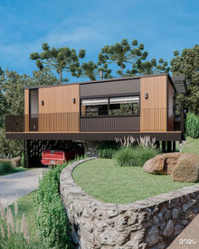 TINY HOUSE GRAMADO 20 20 Arquitetura Projeto de casas offshore pré-fabricado Box Modular Sustentável container kitnet fachada