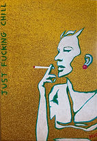 Smoking Glitter painting. Acrylic on Canvas, home interior decoration and design
