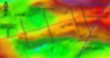 Reduced to Pole Airborne Magnetic Map with Inversion Modelling Cross Section Locations