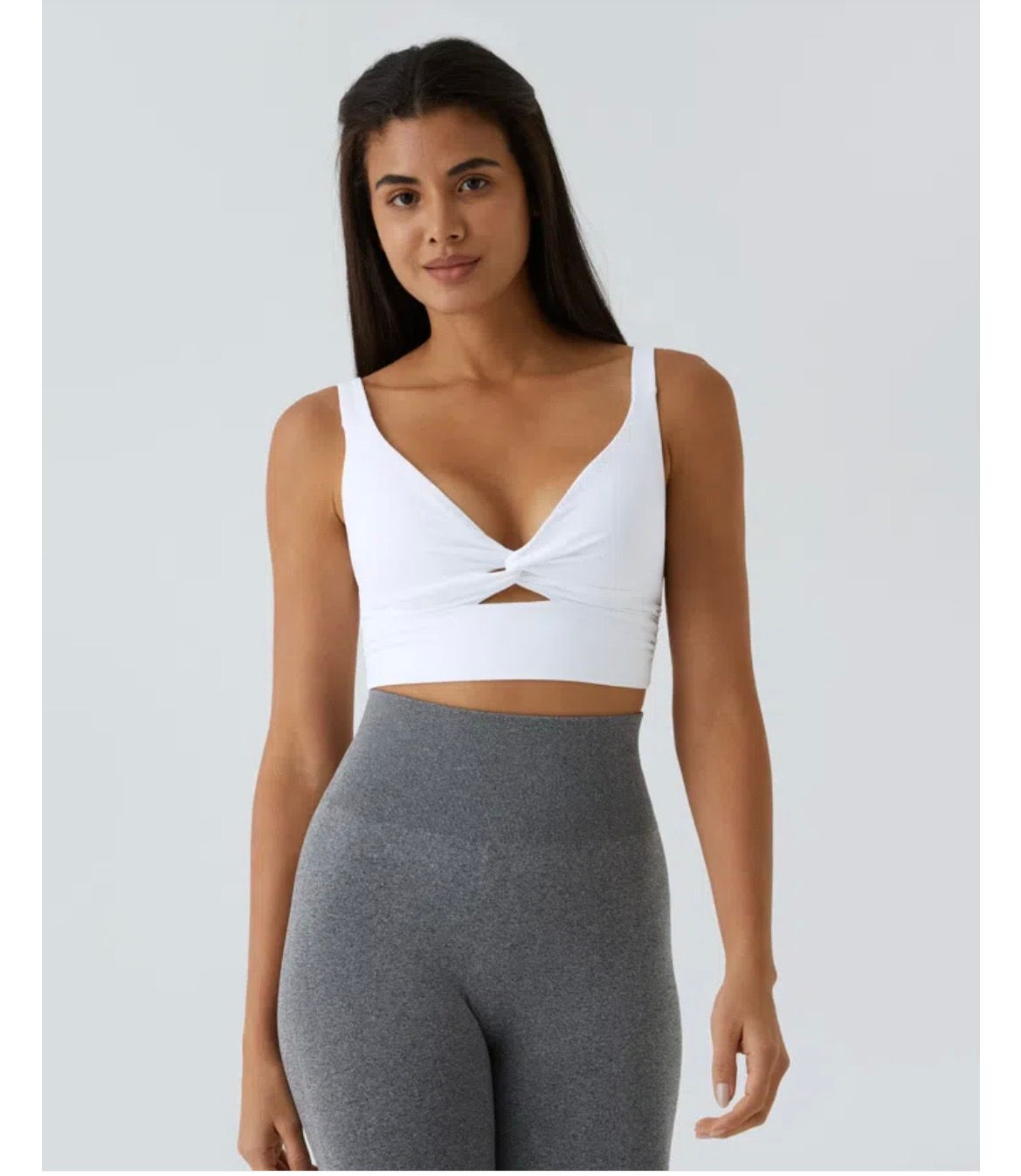 Halara SoftlyZero Airy Low-Support Cutout Yoga Sports Bra – Aster Blue & White
