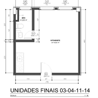 Planta arquitetônica das unidades final 14.