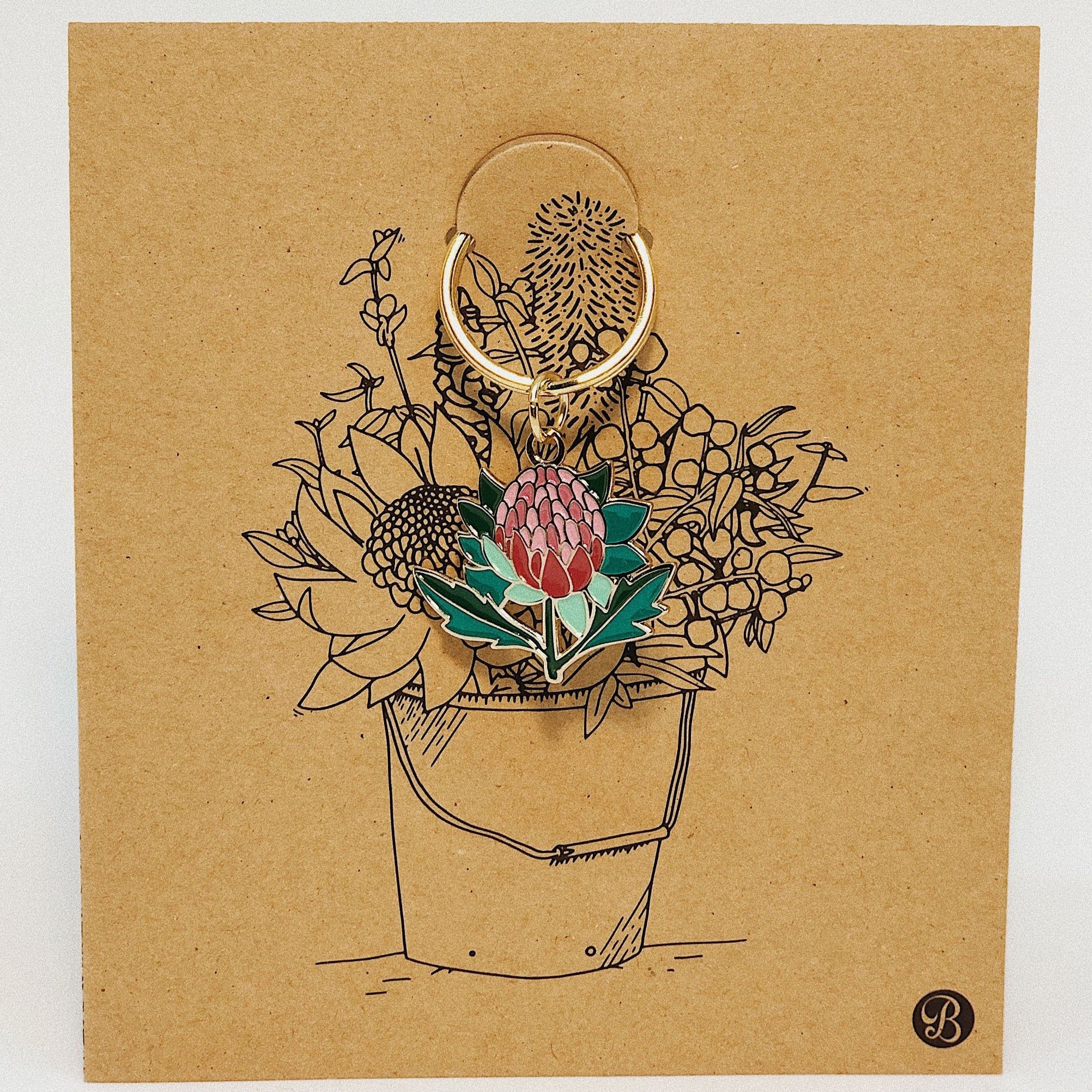 Waratah Key Ring with Greeting Card