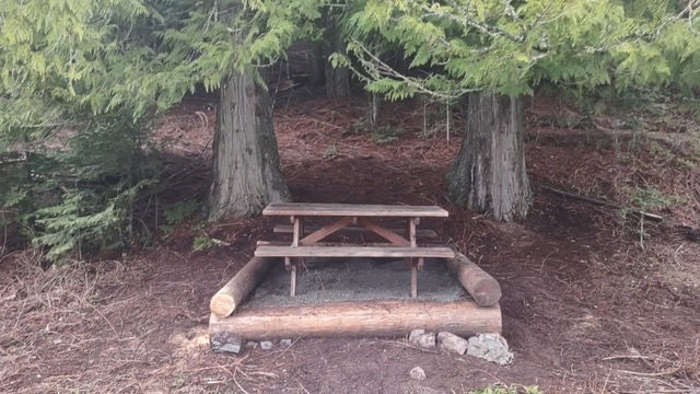 A newly installed picnic table