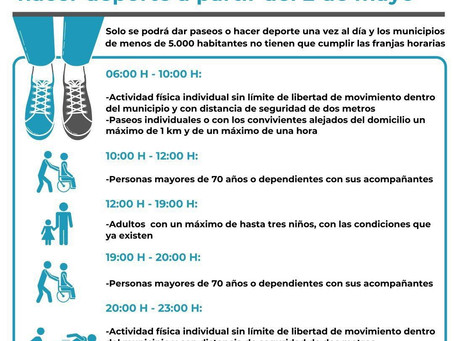 Horarios y normas para pasear y hacer deporte