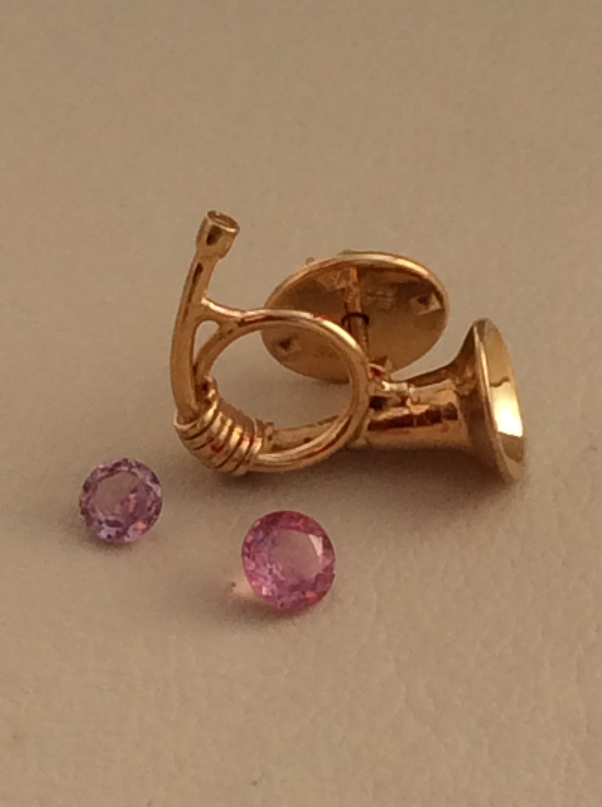 Cor - à épingler,  argent 925, plaqué or jaune 750,