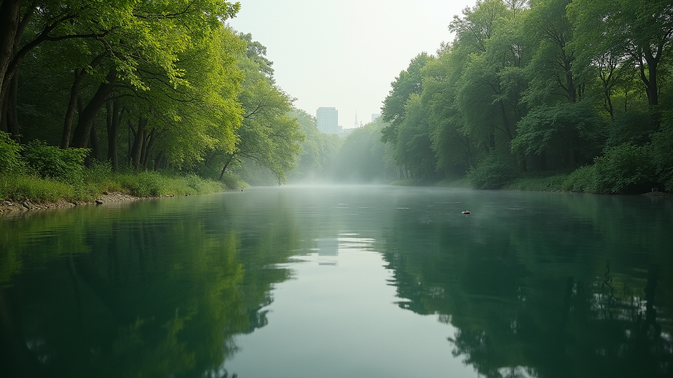Vue en plongée d’un parc verdoyant à Meaux avec un sentier sinueux