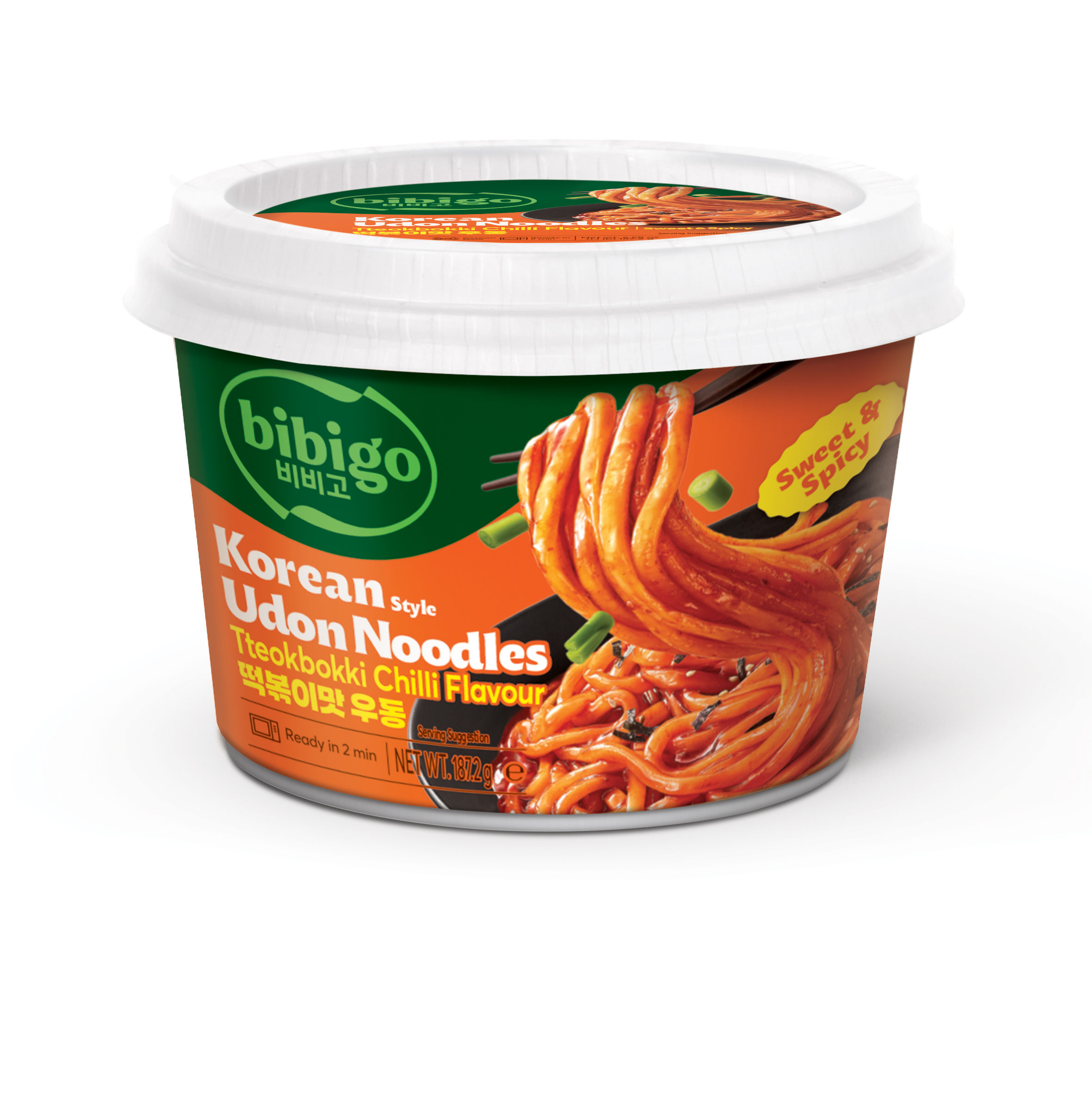 Bibigo Korean Style Udon Noodles Tteokbokki Chili Flavour 187g