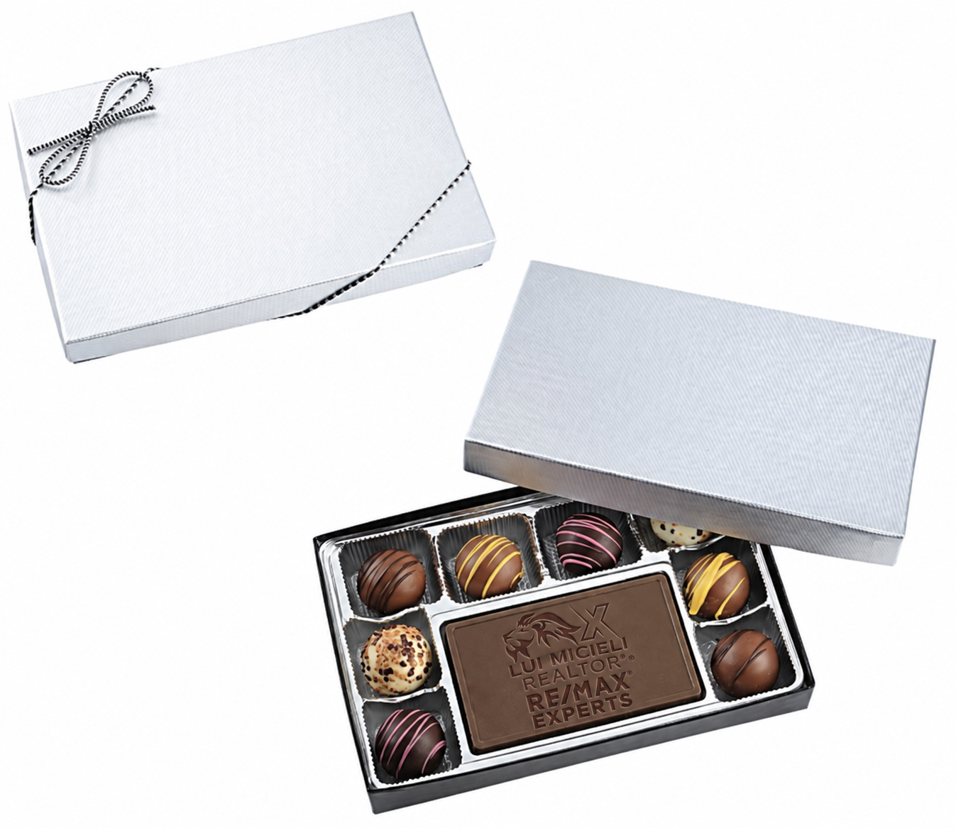 Truffles & MILK Chocolate Bar - 8-Pieces- Silver Box