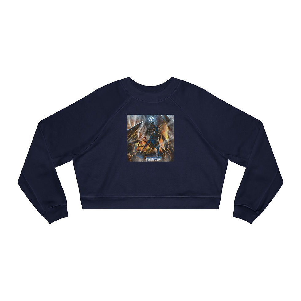 Thumbnail: Women's Cropped Fleece Pullover Hyphen Tandavam  Artwork & Logo