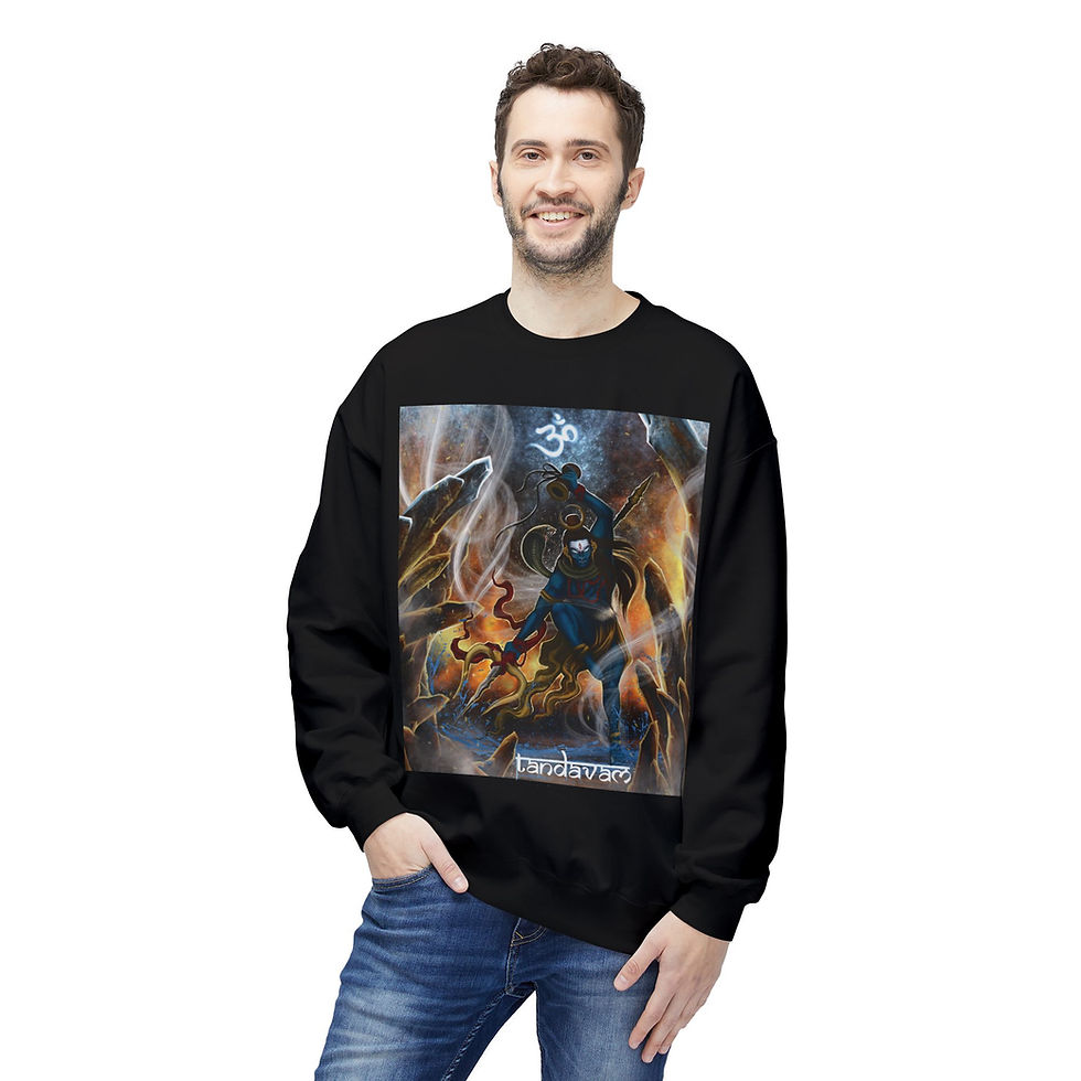 Thumbnail: Fleece Unisex Crewneck Sweat Shirt Hyphen Tandavam Artwork & Logo