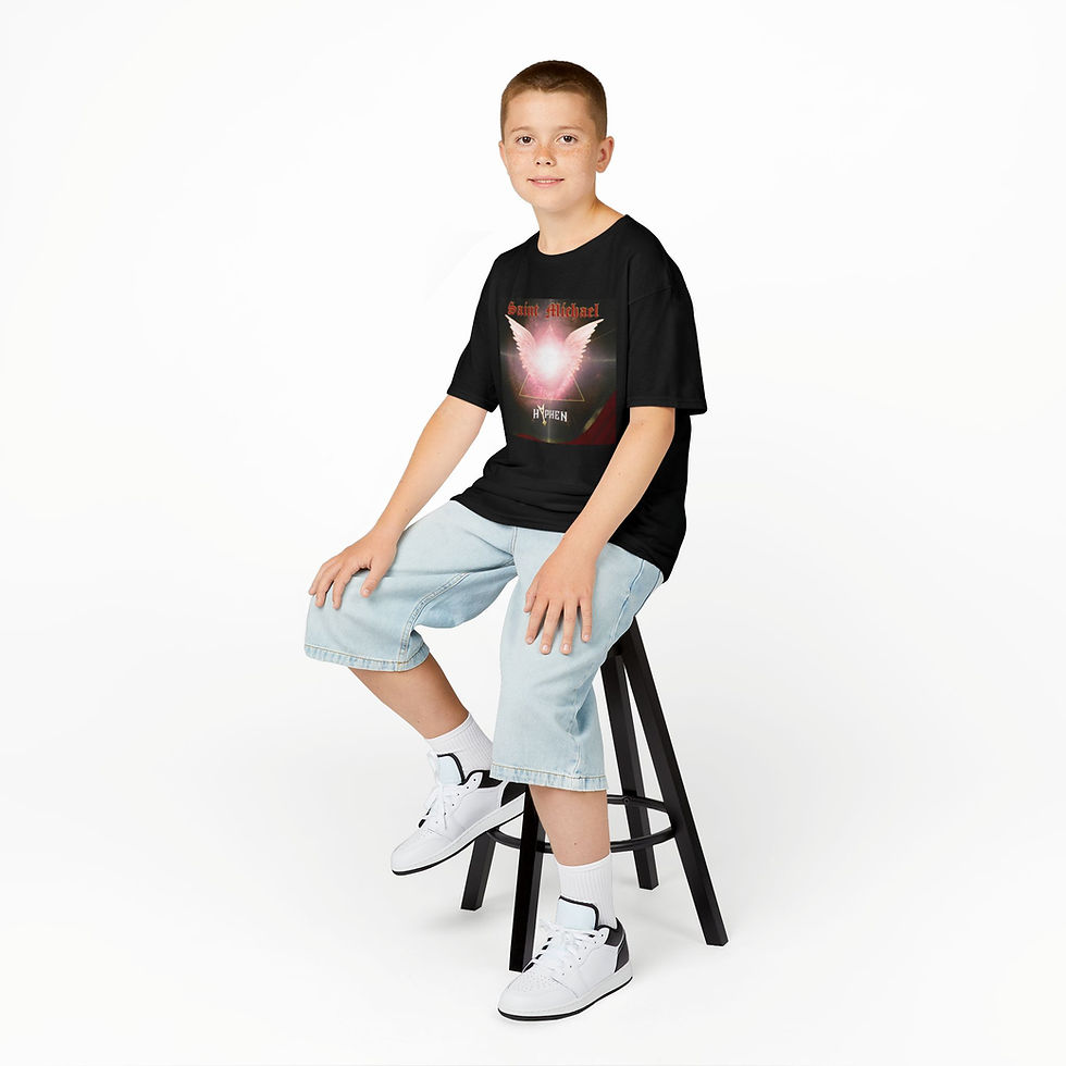 Thumbnail: Kids Cotton™ T Shirt Unisex Hyphen Saint Michael Artwork & Logo