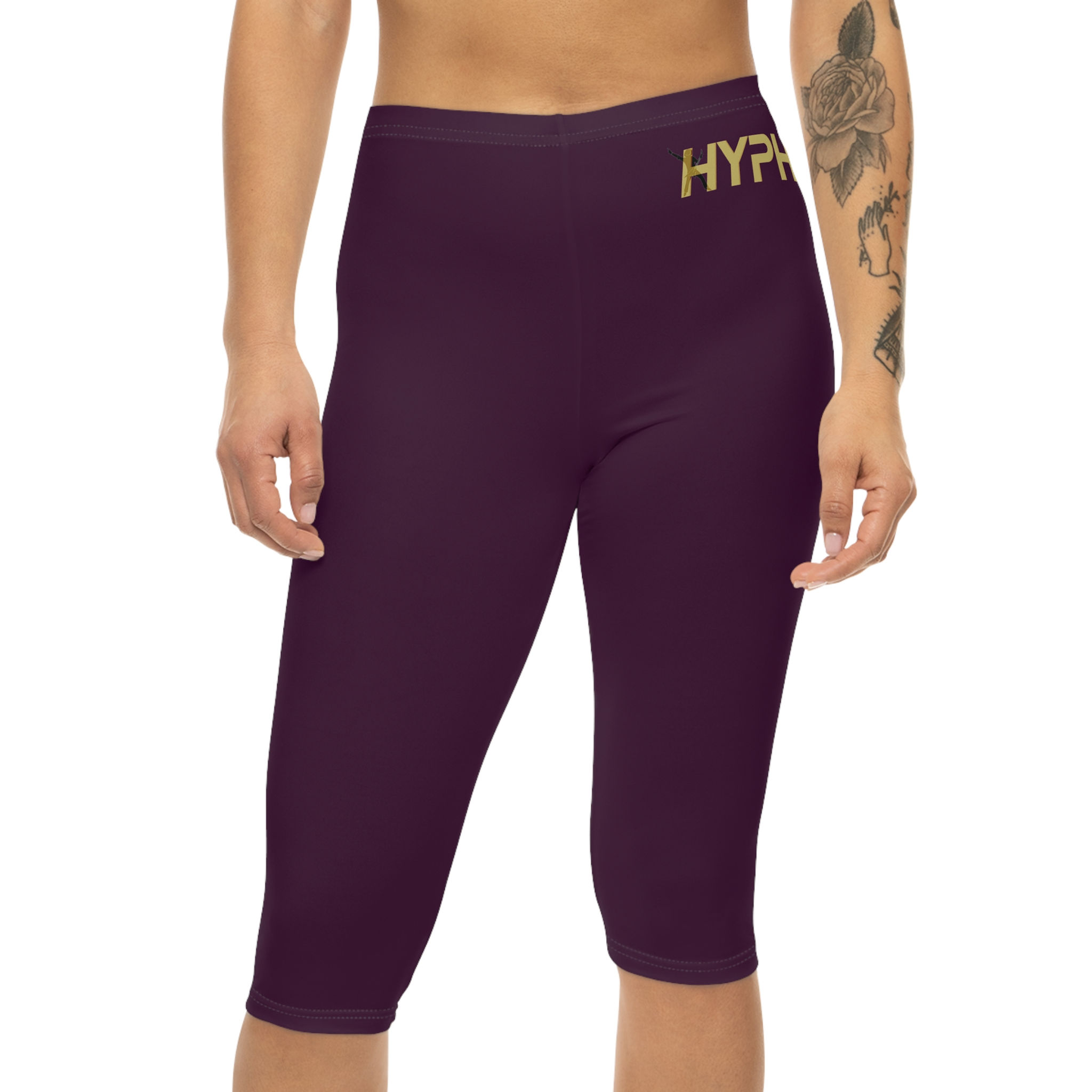 Capri Leggings Royal Purple Modern Hyphen Logo 