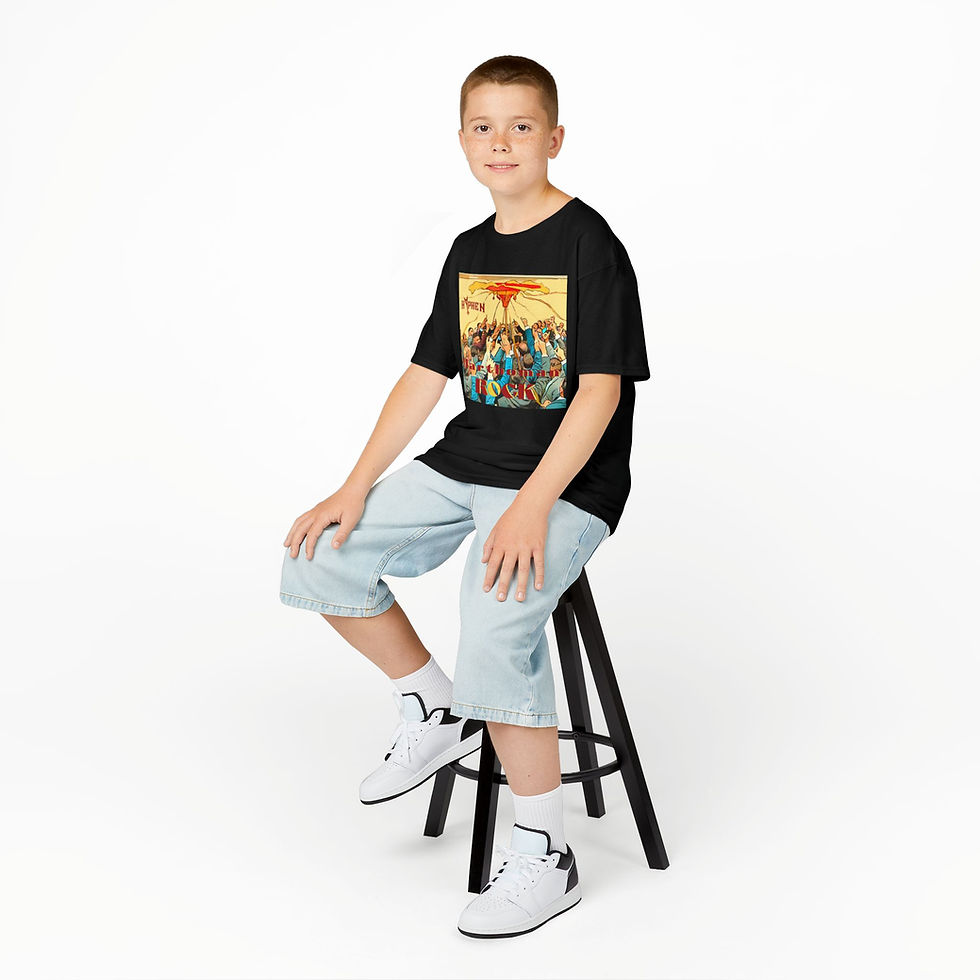 Thumbnail: Kids Cotton™ T Shirt Unisex Hyphen Marthoman Rock Artwork & Logo